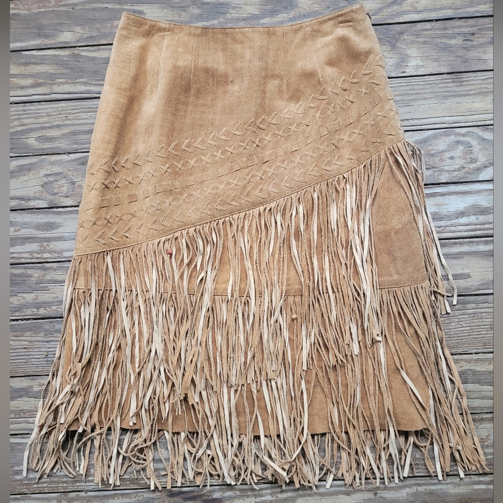 Vintage Leather Fringe Skirt